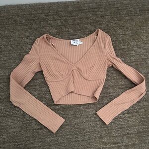 brown cropped long sleeve